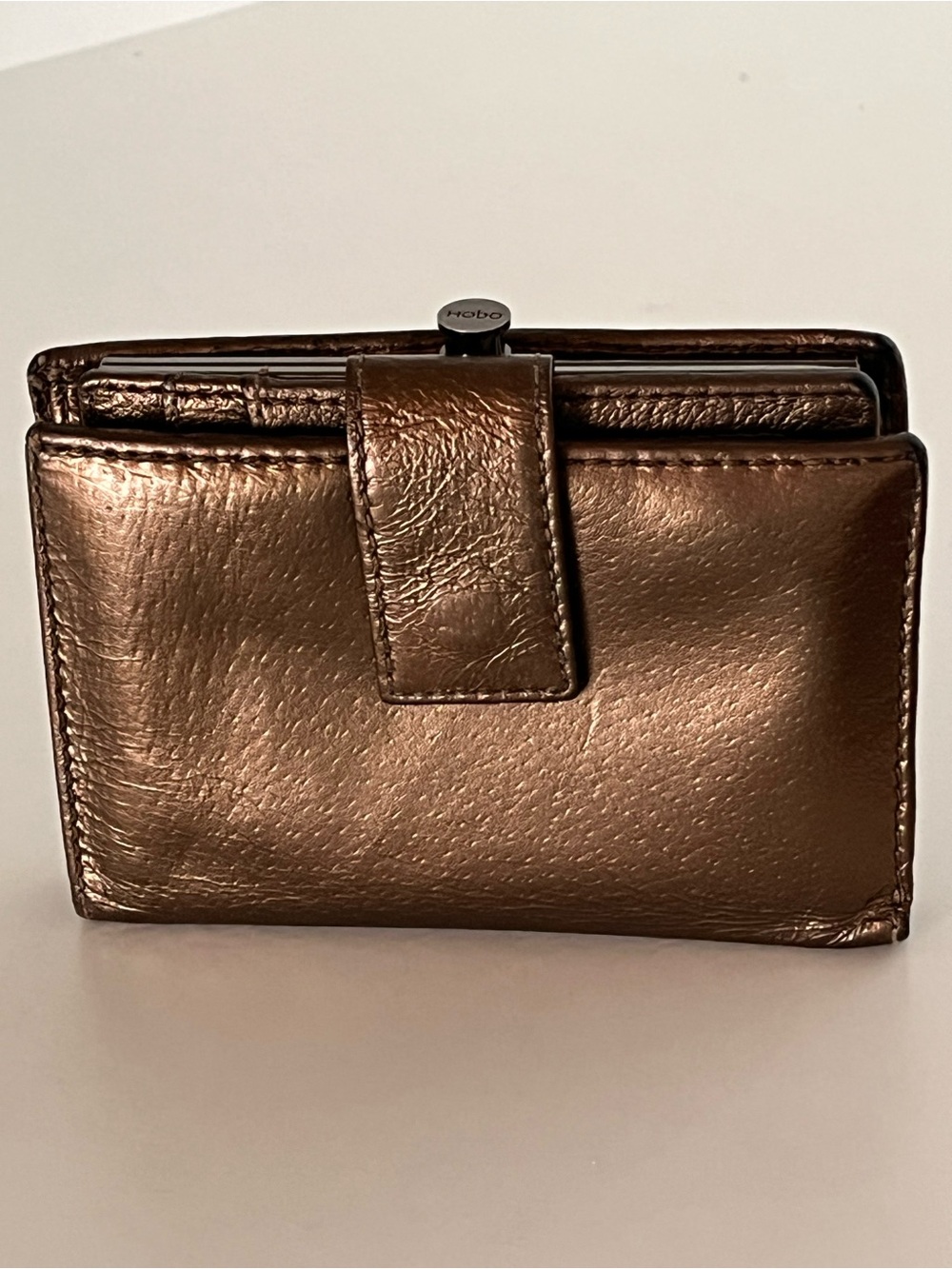 HOBO Lauren Metallic Leather Clutch Wallet Bronze